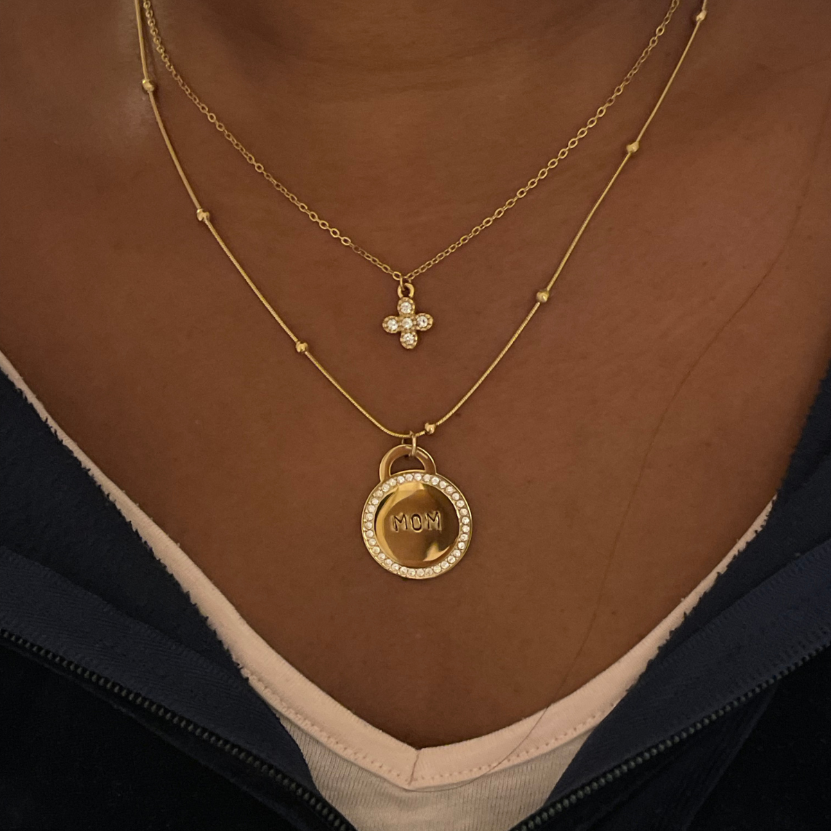Collier Fleur | Acier inoxydable, Zircon