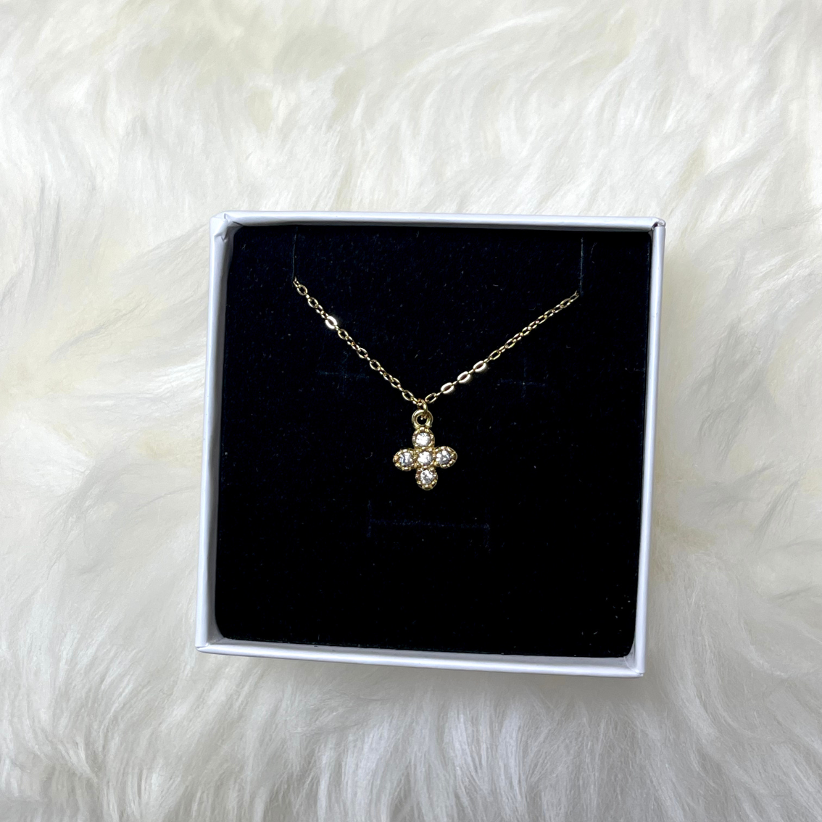 Collier Fleur | Acier inoxydable, Zircon